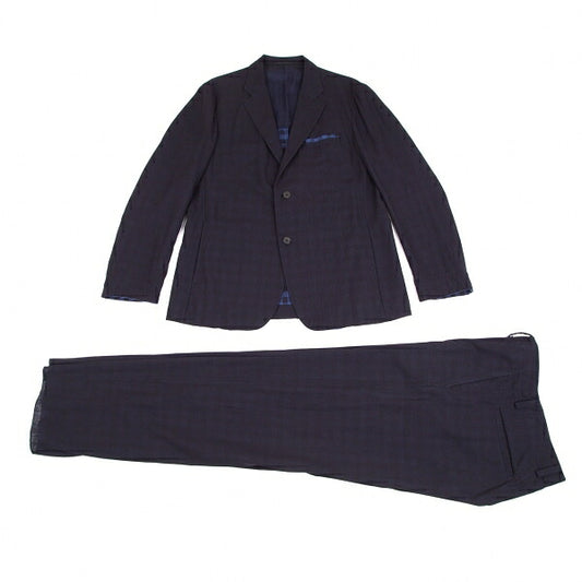 ISSEY MIYAKE MEN Block Check Lining Summer Suit Blue Size 4