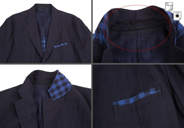 ISSEY MIYAKE MEN Block Check Lining Summer Suit Blue Size 4