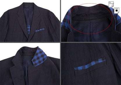 ISSEY MIYAKE MEN Block Check Lining Summer Suit Blue Size 4