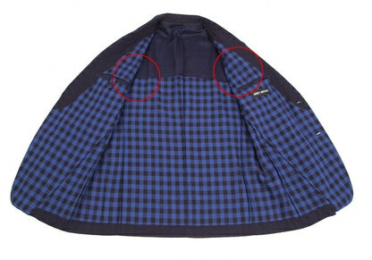 ISSEY MIYAKE MEN Block Check Lining Summer Suit Blue Size 4