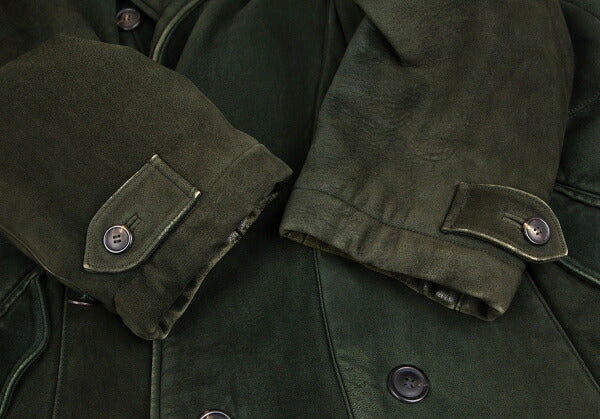 ISSEY MIYAKEMEN Sheep Leather Coat Green Size M