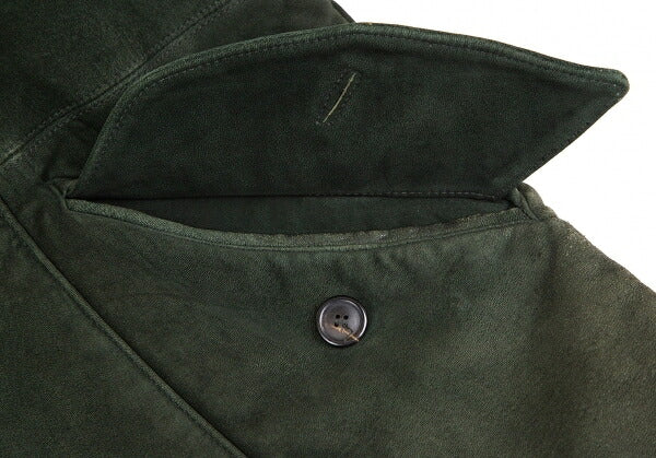 ISSEY MIYAKEMEN Sheep Leather Coat Green Size M
