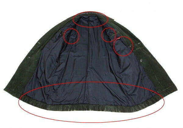 ISSEY MIYAKEMEN Sheep Leather Coat Green Size M