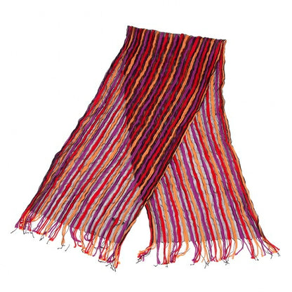 ISSEY MIYAKE MEN Sheer Stripe Fringe Scarf Black Multi