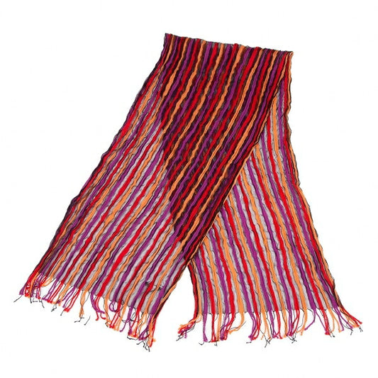 ISSEY MIYAKE MEN Sheer Stripe Fringe Scarf Black Multi