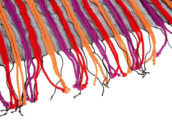 ISSEY MIYAKE MEN Sheer Stripe Fringe Scarf Black Multi