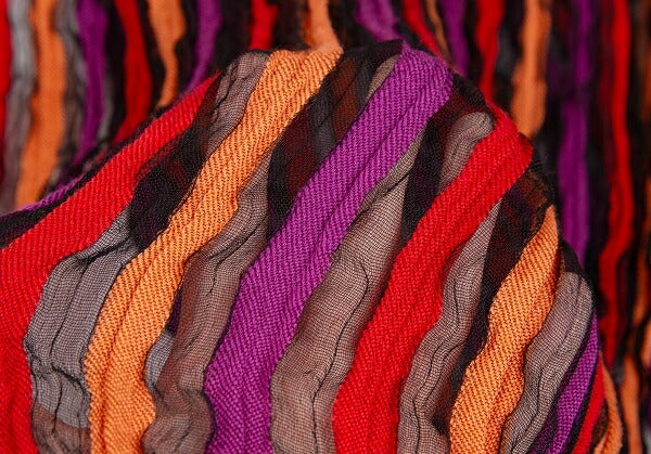 ISSEY MIYAKE MEN Sheer Stripe Fringe Scarf Black Multi