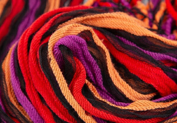 ISSEY MIYAKE MEN Sheer Stripe Fringe Scarf Black Multi