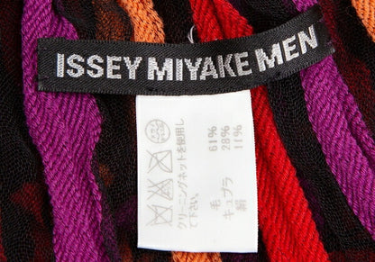 ISSEY MIYAKE MEN Sheer Stripe Fringe Scarf Black Multi
