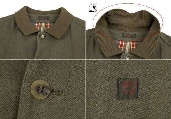 Papas Cotton Linen Check Lined Jacket Green Size M
