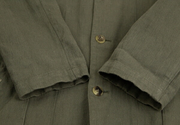 Papas Cotton Linen Check Lined Jacket Green Size M