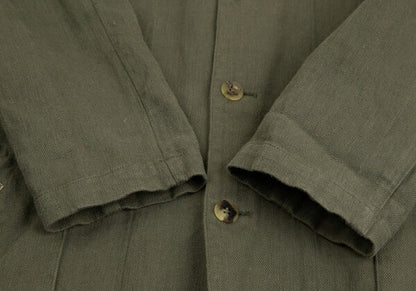 Papas Cotton Linen Check Lined Jacket Green Size M