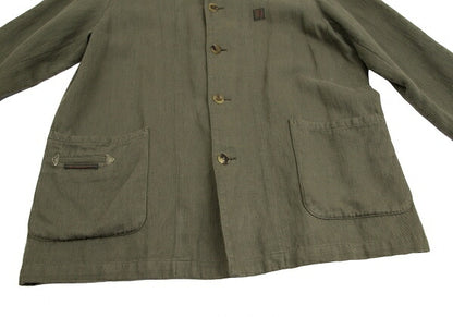 Papas Cotton Linen Check Lined Jacket Green Size M