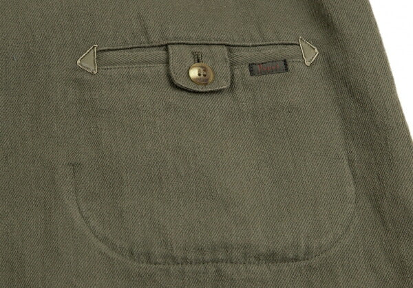 Papas Cotton Linen Check Lined Jacket Green Size M