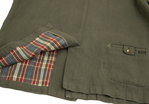 Papas Cotton Linen Check Lined Jacket Green Size M