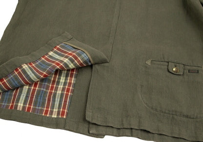Papas Cotton Linen Check Lined Jacket Green Size M