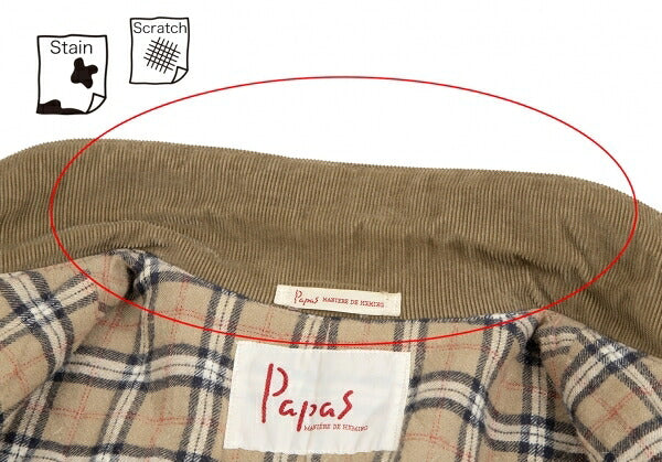 Papas Padded Quilted Corduroy Jacket Beige Size M
