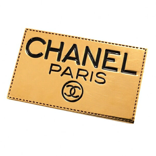 CHANEL Coco Mark Logo Plate Gold Plated Brooch