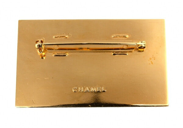 CHANEL Coco Mark Logo Plate Gold Plated Brooch