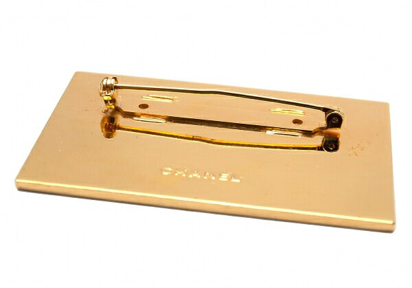 CHANEL Coco Mark Logo Plate Gold Plated Brooch