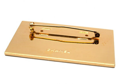 CHANEL Coco Mark Logo Plate Gold Plated Brooch