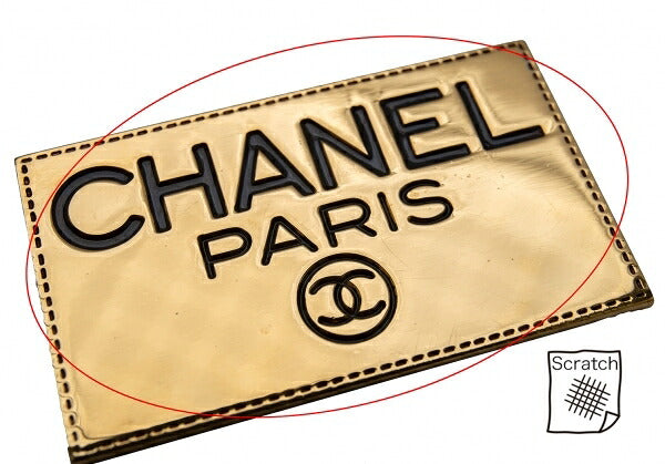 CHANEL Coco Mark Logo Plate Gold Plated Brooch