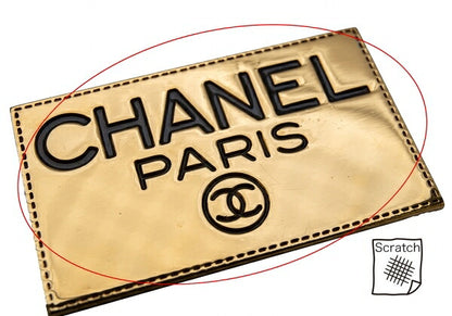 CHANEL Coco Mark Logo Plate Gold Plated Brooch