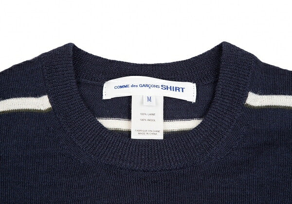 COMME des GARCONS SHIRT Line Detail Wool Sweater Navy Size M