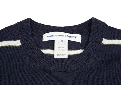 COMME des GARCONS SHIRT Line Detail Wool Sweater Navy Size M