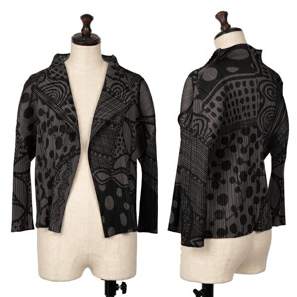 PLEATS PLEASE Multi-Pattern Print Jacket Brown Size 4