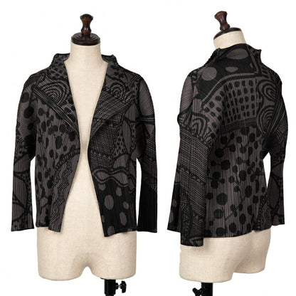 PLEATS PLEASE Multi-Pattern Print Jacket Brown Size 4