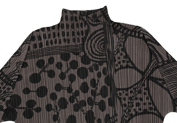 PLEATS PLEASE Multi-Pattern Print Jacket Brown Size 4