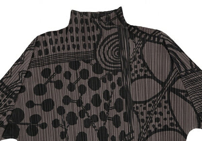 PLEATS PLEASE Multi-Pattern Print Jacket Brown Size 4