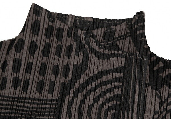 PLEATS PLEASE Multi-Pattern Print Jacket Brown Size 4