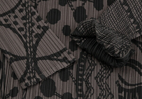 PLEATS PLEASE Multi-Pattern Print Jacket Brown Size 4