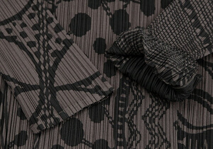 PLEATS PLEASE Multi-Pattern Print Jacket Brown Size 4