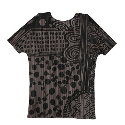PLEATS PLEASE Multi-Pattern Print T-Shirt Brown Size 3