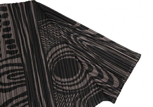 PLEATS PLEASE Multi-Pattern Print T-Shirt Brown Size 3