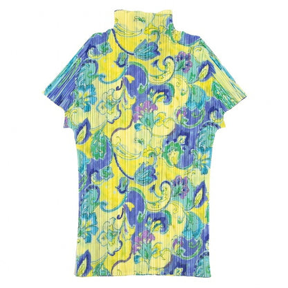 PLEATS PLEASE Floral Print Pleated T-Shirt Yellow Size 3