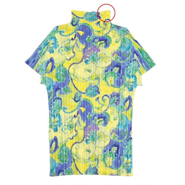 PLEATS PLEASE Floral Print Pleated T-Shirt Yellow Size 3