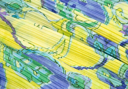 PLEATS PLEASE Floral Print Pleated T-Shirt Yellow Size 3