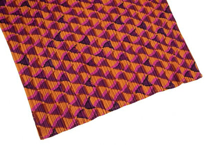 PLEATS PLEASE Geometric Print Pleated T-Shirt Orange Size 3
