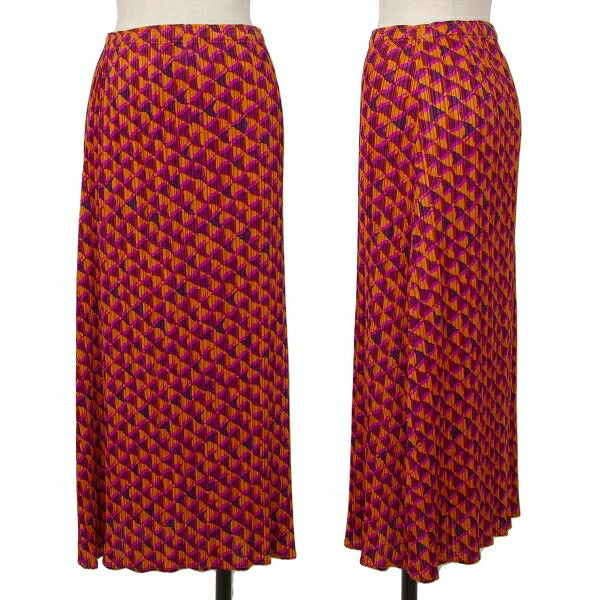 PLEATS PLEASE Geometric Print Pleated Skirt Orange Size 3