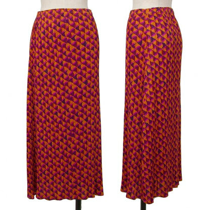 PLEATS PLEASE Geometric Print Pleated Skirt Orange Size 3