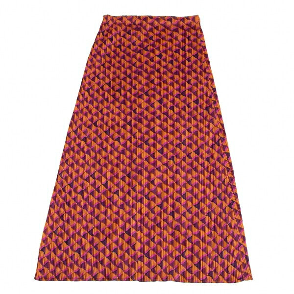 PLEATS PLEASE Geometric Print Pleated Skirt Orange Size 3