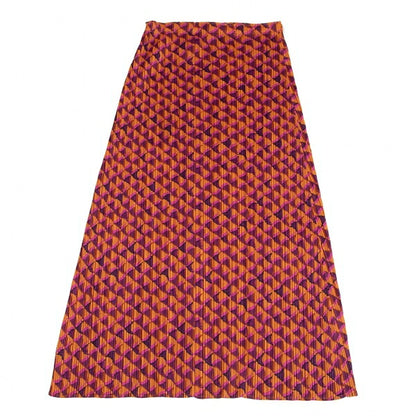 PLEATS PLEASE Geometric Print Pleated Skirt Orange Size 3