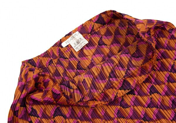 PLEATS PLEASE Geometric Print Pleated Skirt Orange Size 3