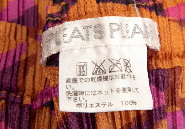 PLEATS PLEASE Geometric Print Pleated Skirt Orange Size 3