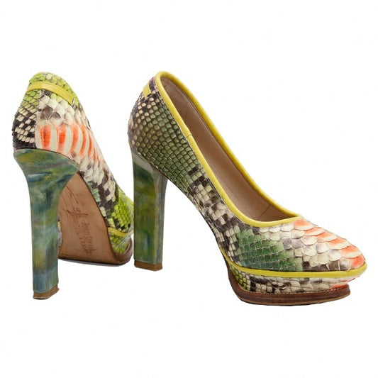 Jean Paul GAULTIER 12AW Python High Heel Pumps Green Size 37