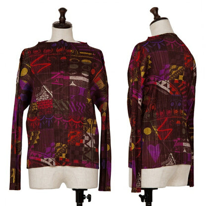 PLEATS PLEASE Multi-Pattern Pleated Top Brown Size 3